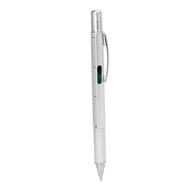 Многофункциональная шариковая ручка с уровнем серебристый - HW8024S1251- Фото №1