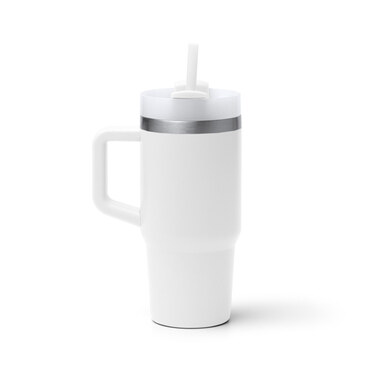 Термокружка из переработанной нержавеющей стали с ручкой белый - TZ1881S101- Фото №1