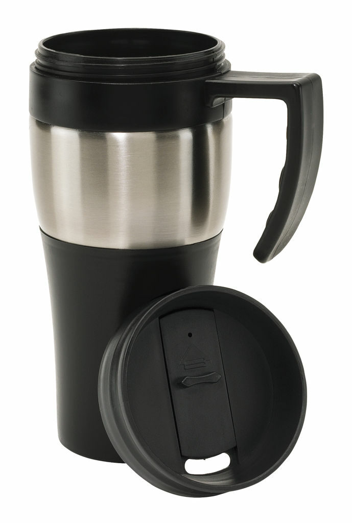 Кружка HOT DRINK серебристый, чёрный - 56-0304322- Фото №2