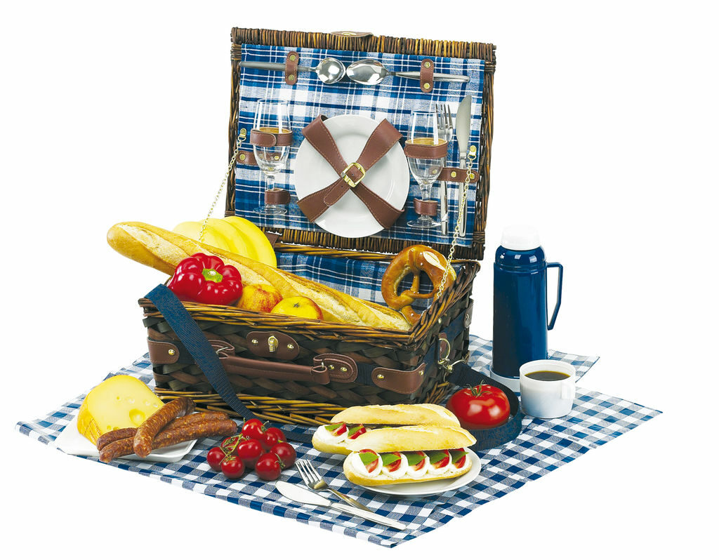 Кошик для пікніка CENTRAL PARK синій, білий - 56-0604007- Фото №1