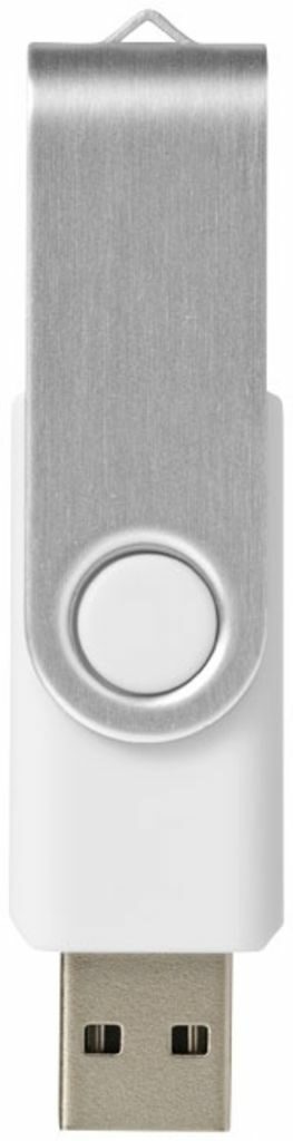 Флешка 16 Gb с поворотным механизмом, с пластиковым корпусом и металлической скобой, серебристо-белая, с брелоком - 170709-01-16- Фото №3