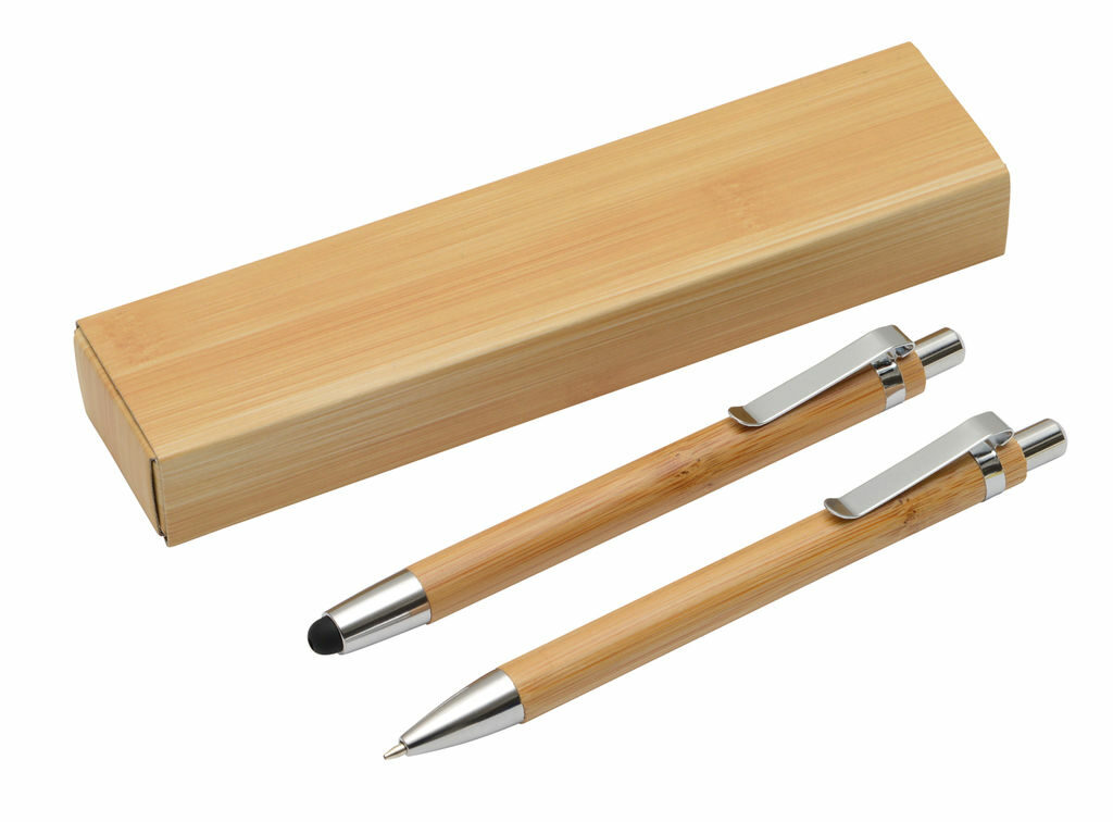 Набор письменный DOUBLE BAMBOO коричневый, серебристый - 56-1102100- Фото №1