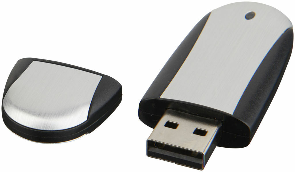 Флешка 4GB суцільний чорний, сріблястий - 1Z30583G-4GB- Фото №1