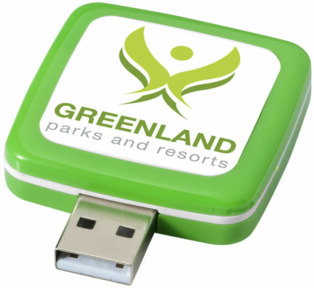 Флешка пластикова квадратна 1GB зелений - 1Z39253D-1GB- Фото №4