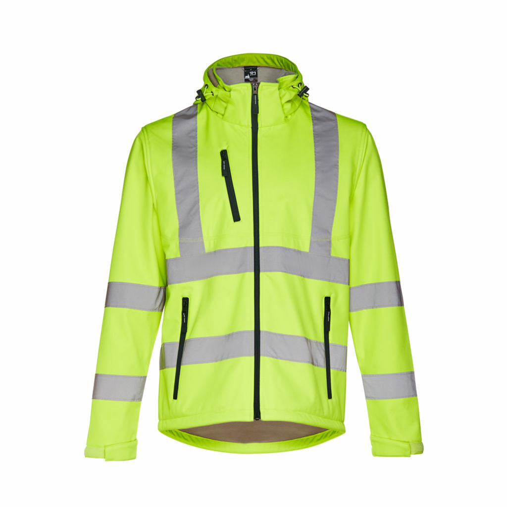THC ZAGREB WORK. Чоловіча куртка softshell зі світловідбивачами та зі знімним капюшоном жовтий гексахром  розмір S - 30182-188-S- Фото №2