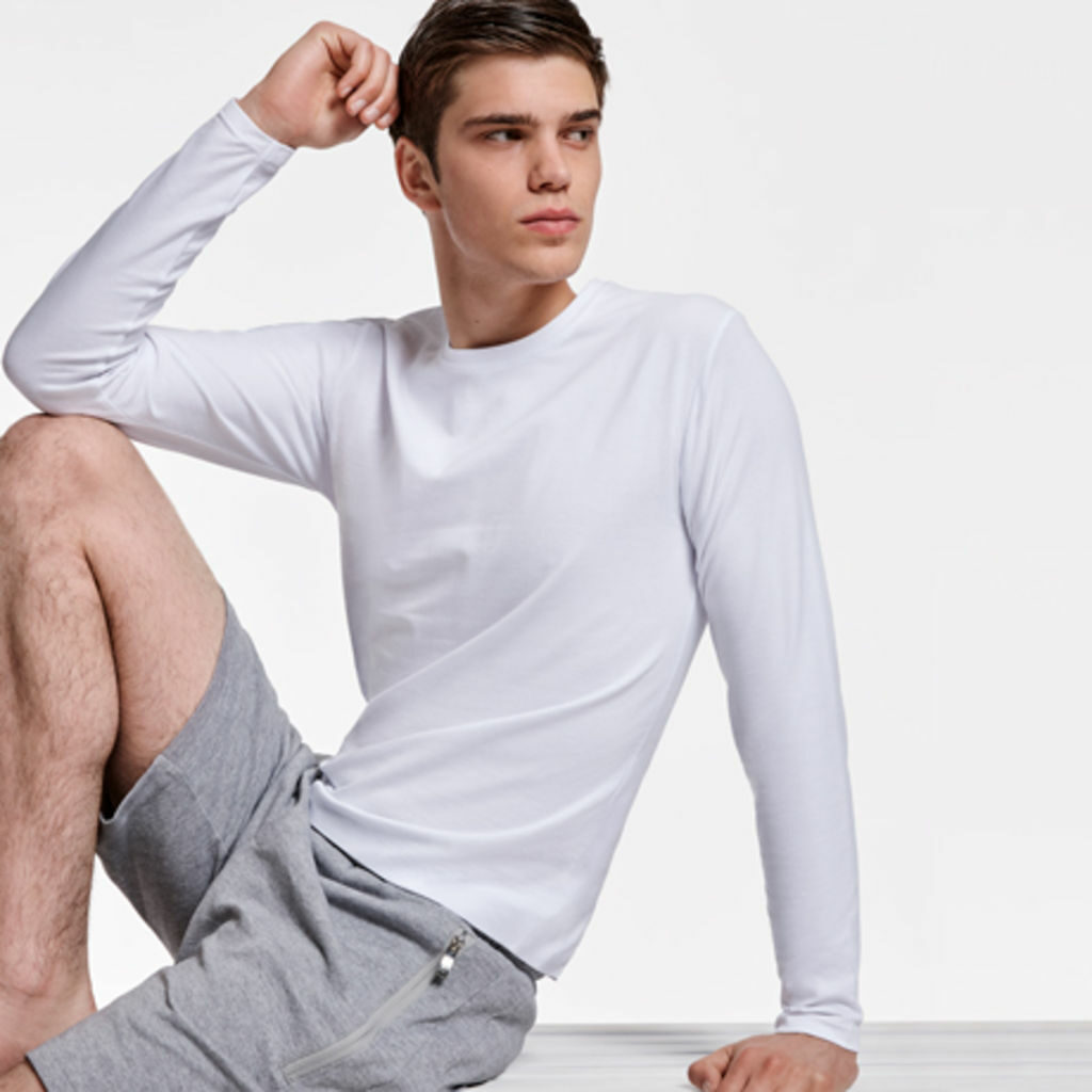 SOUL L/S Чоловіча футболка з довгим рукавом з коміром в´язки 1x1 білий  розмір XXXL - RI25100601- Фото №2