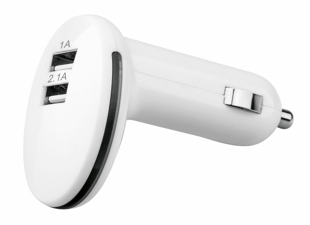 USB-адаптер из пластика с двумя выходами белый - 97120-106- Фото №3