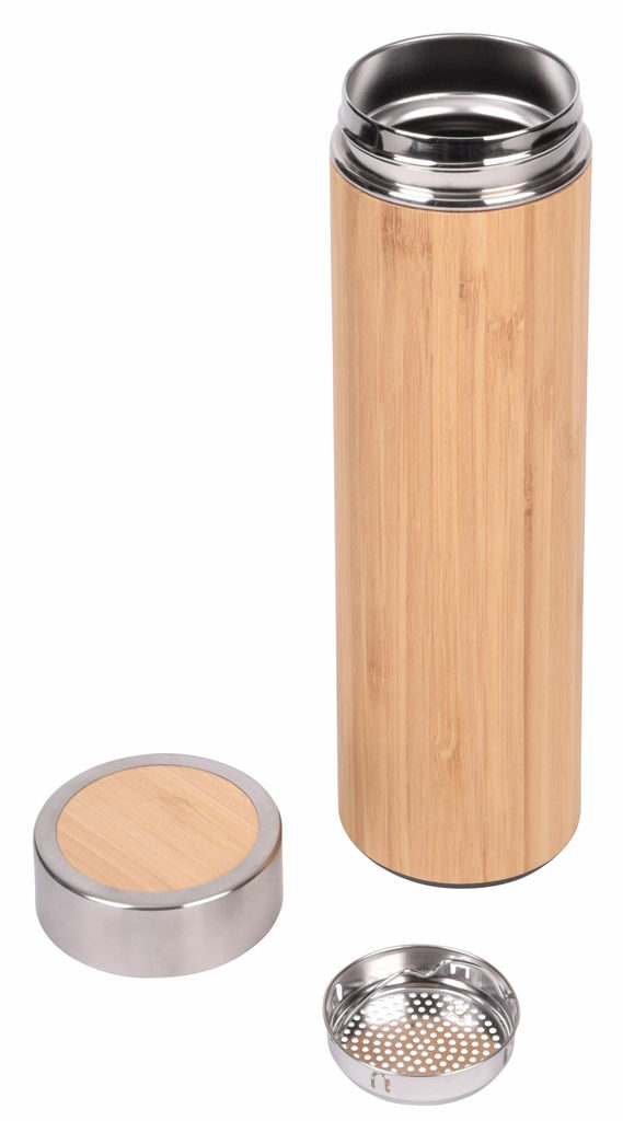Кружка термическая BAMBOO GO коричневый, серебряный - 56-0304570- Фото №1