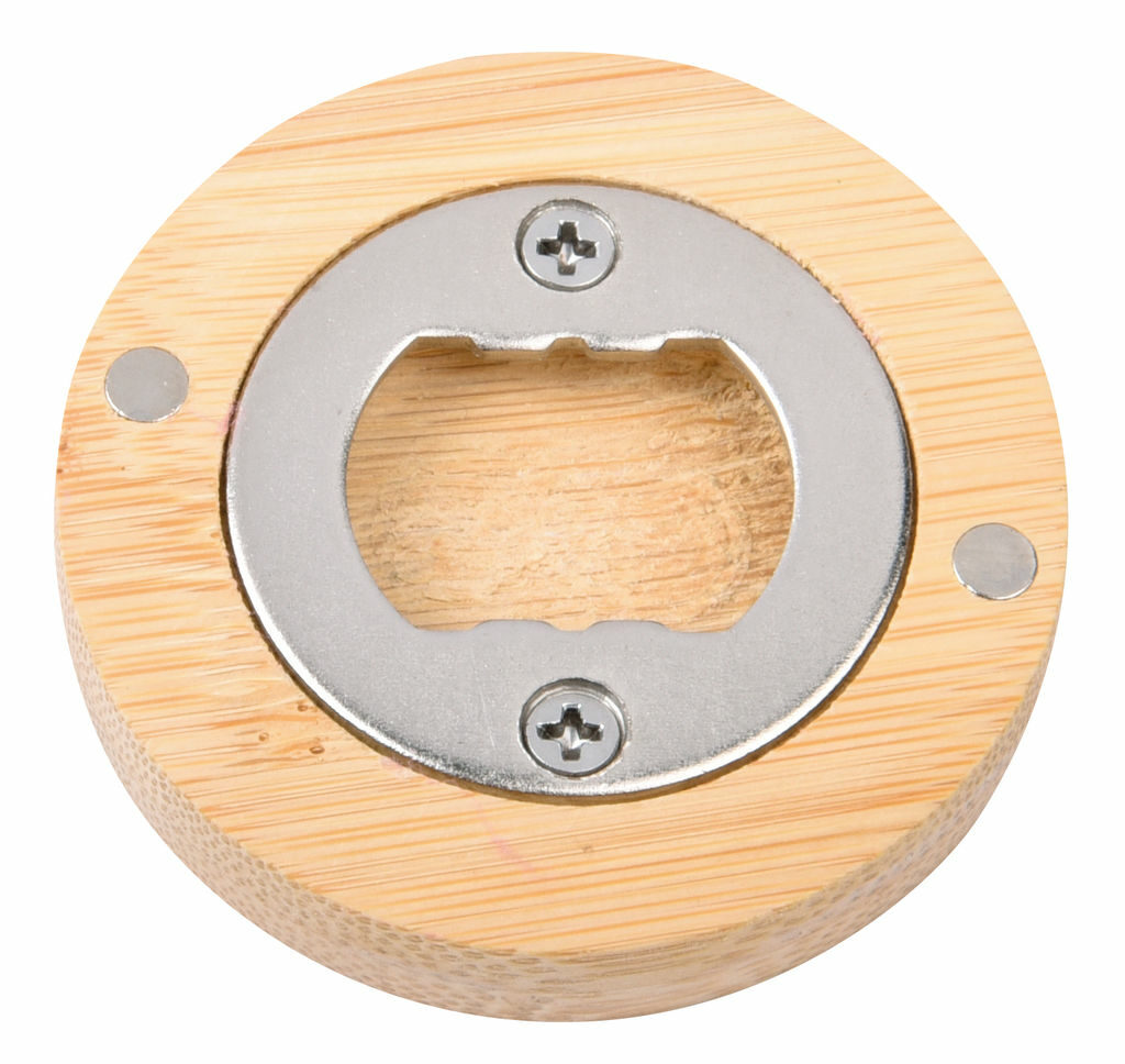 Відкривачка для пляшок BAMBOO COIN коричневий, срібний - 56-0499119- Фото №1