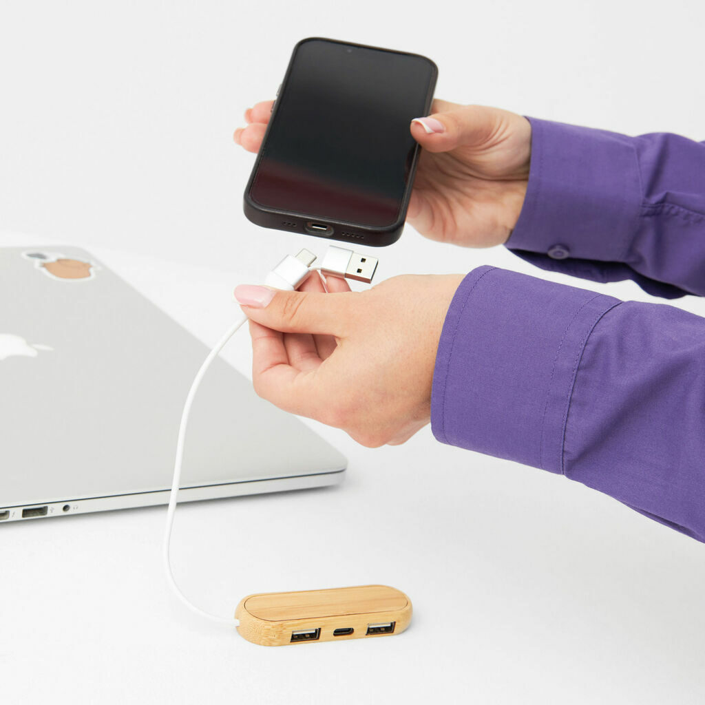 USB - хаб MULTIPLIER коричневий - 56-1107376- Фото №5