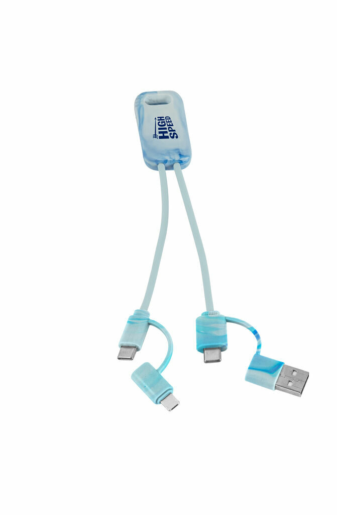 BERNERS Сверхбыстрый USB-кабель 6-в-1 из переработанного ПЭТ ассорти - 97191-100- Фото №3