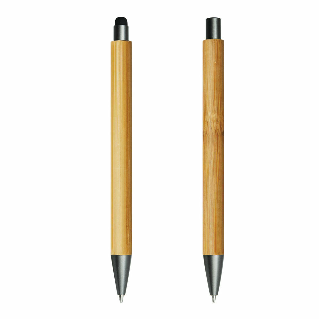 Письмовий набір DOUBLE BAMBOO REVISED коричневий, срібний - 56-1102108- Фото №5