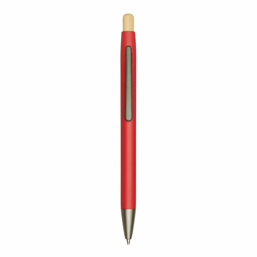 Алюминиевая шариковая ручка BAMBOO PUSHER красный - 56-1102255- Фото №2