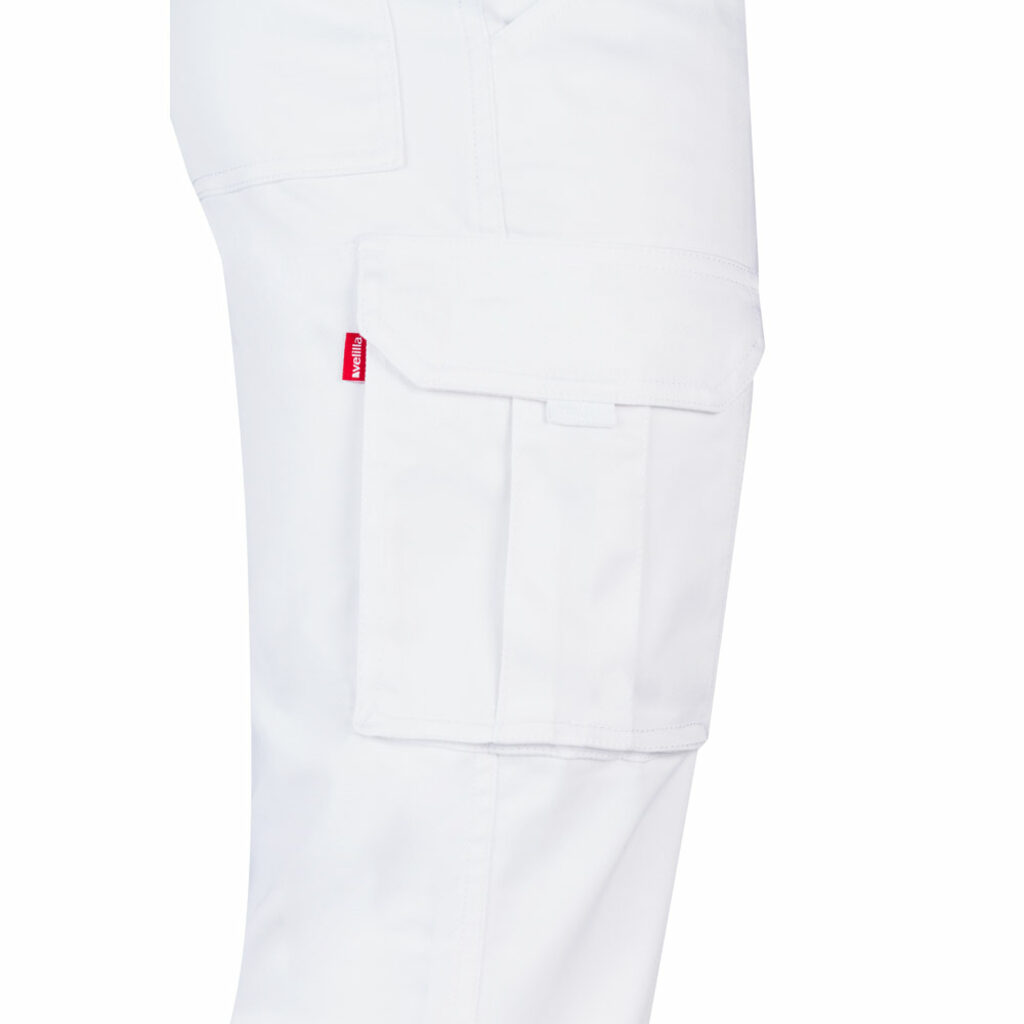 VL LUGH Многокарманные эластичные брюки (240 г/м²) из хлопка (46%), ЭМЭ (38%) и полиэстера (16%) белый  размер 62 - 36003-106-62- Фото №4