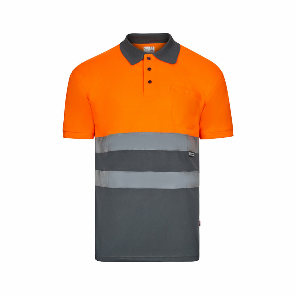 VL CUPID Двухцветная рубашка поло (160 г/м²) с короткими рукавами, из полиэстера (100%) серый  размер 2XL - 36063-217-2XL- Фото №4