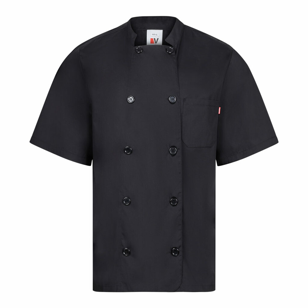 Кухонная куртка с короткими рукавами из поплина (110 г/м²) из хлопка (35%) и полиэстера (65%) черный  размер L - 36122-103-L- Фото №3