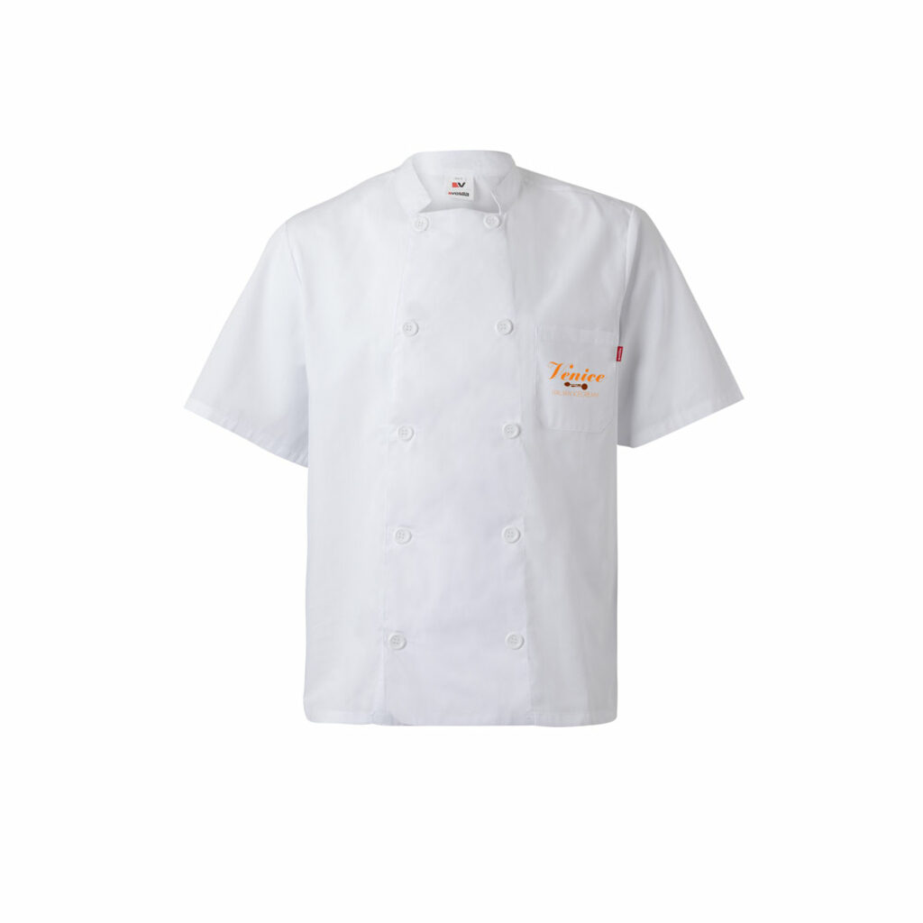 Кухонная куртка с короткими рукавами из поплина (110 г/м²) из хлопка (35%) и полиэстера (65%) белый  размер L - 36122-106-L- Фото №4