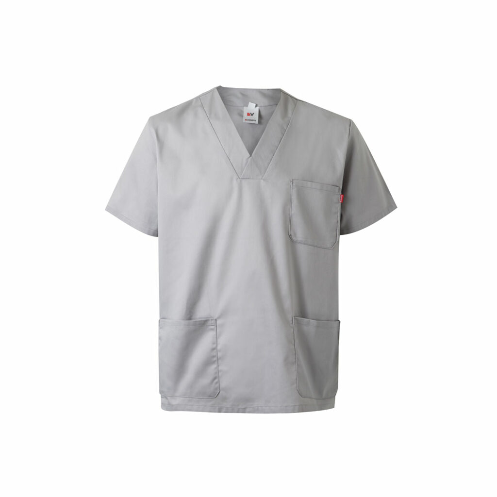 VL ILLAPA Туника из твила (190 г/м²) с короткими рукавами, из полиэстера (65%) и хлопка (35%). светло-серый  размер M - 36132-123-M- Фото №1