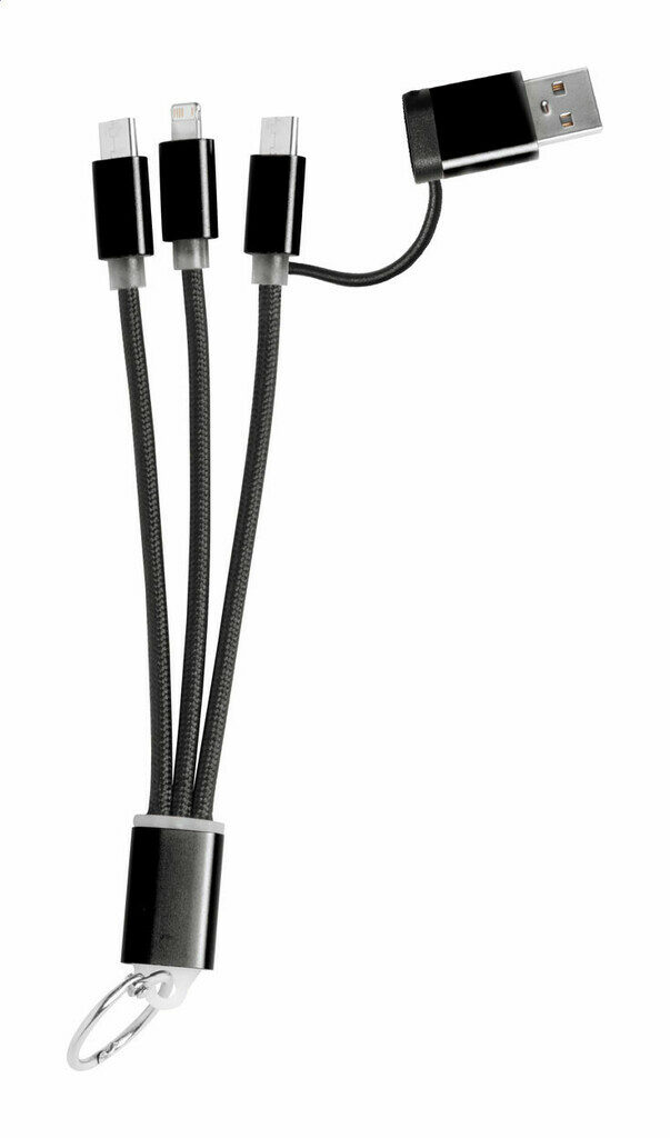 Брелок - USB зарядний кабель Frecles чорний - AP722111-10- Фото №1