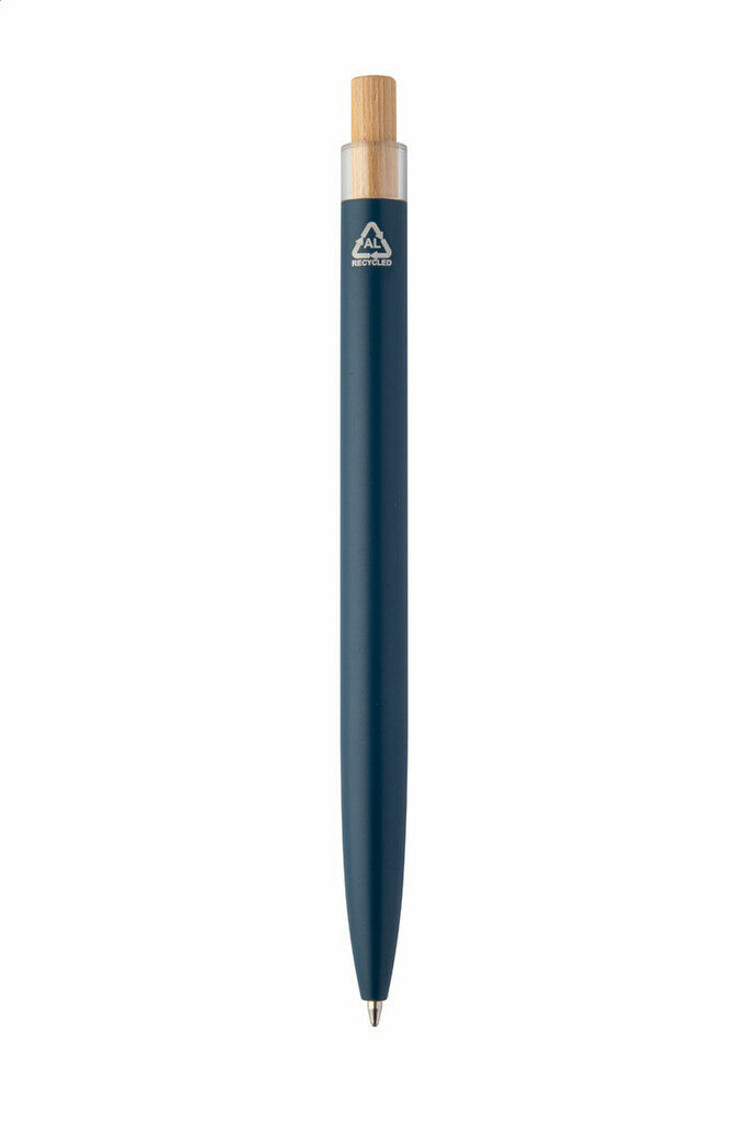 Шариковая ручка из переработанного алюминия и бамбука синий - AP808074-06- Фото №2