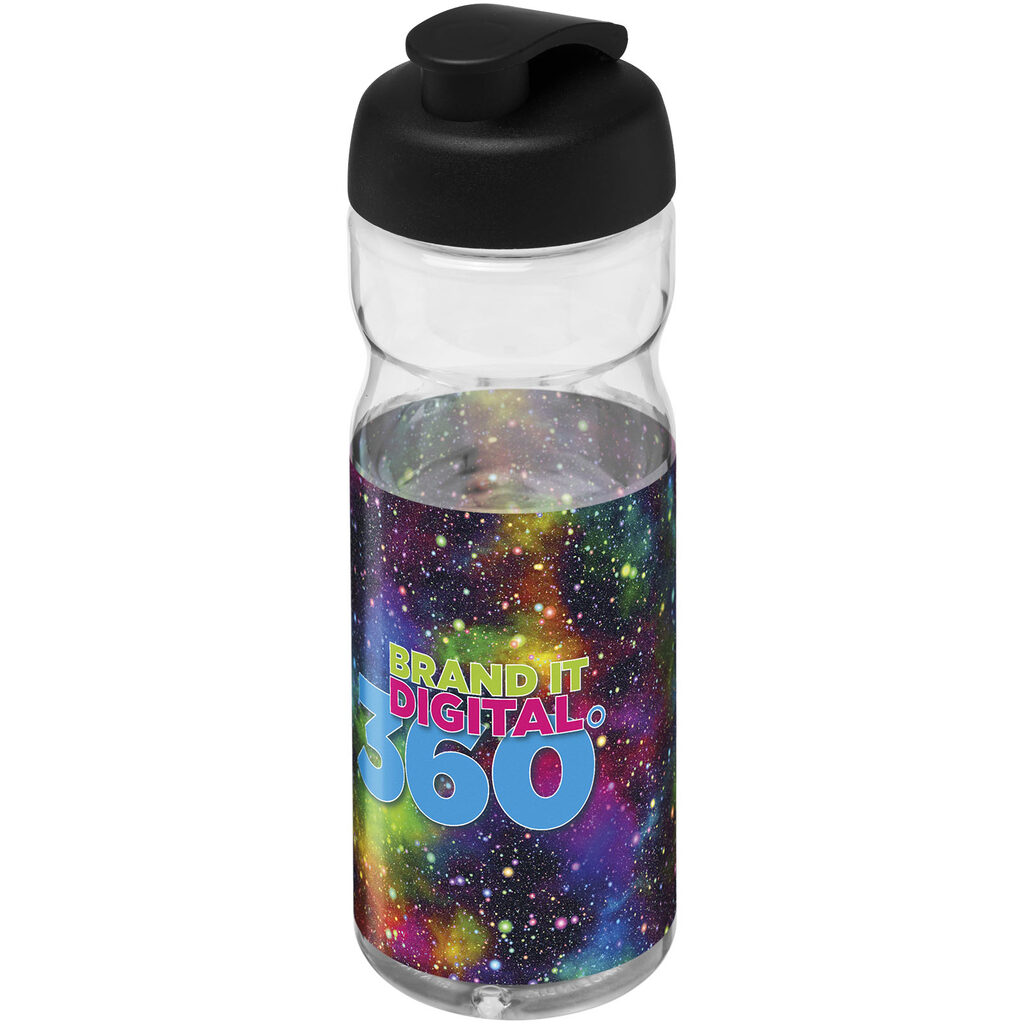 Бутылка спортивная H2O Base прозрачный, сплошной черный - 21004500- Фото №2