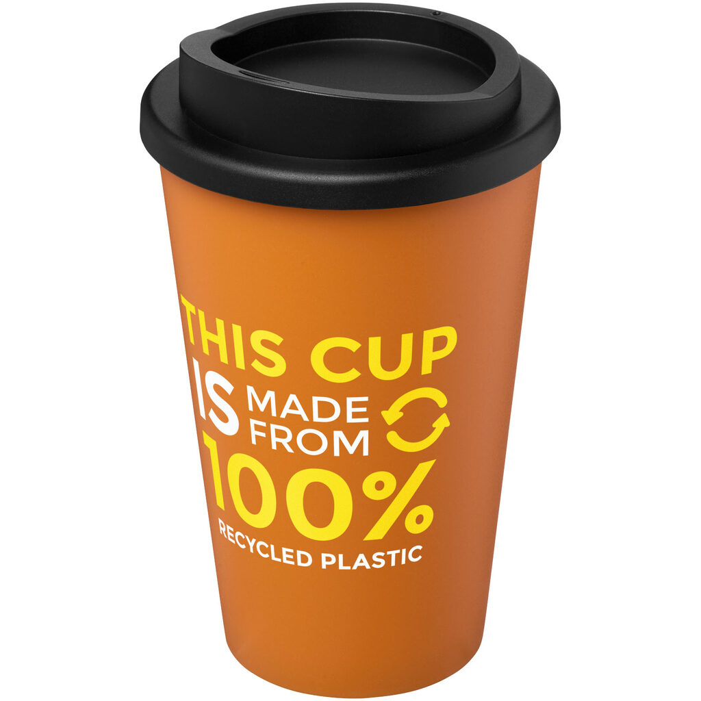 Термокружка Recycled Americano® об'ємом 350 мл помаранчевий, суцільний чорний - 21069131- Фото №2