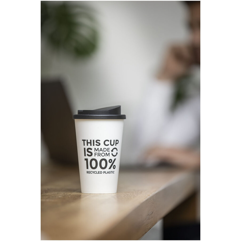 Термокружка Recycled Americano® об'ємом 350 мл помаранчевий, суцільний чорний - 21069131- Фото №5