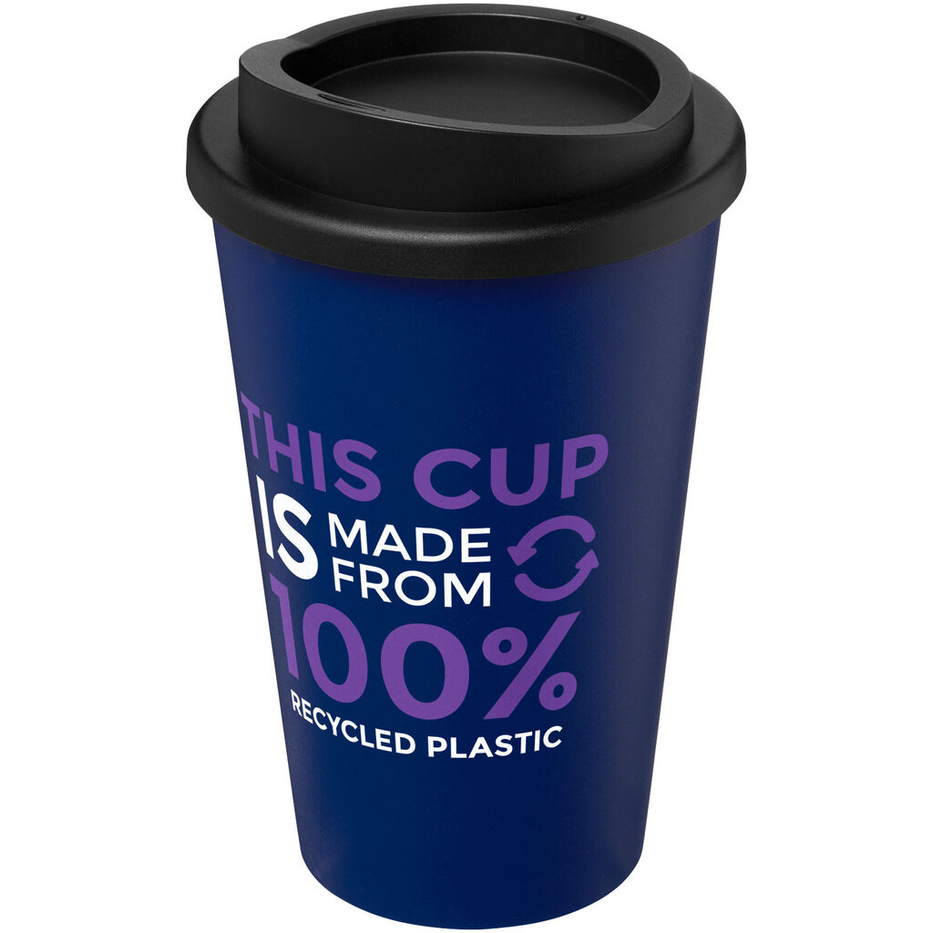 Термокружка Recycled Americano® об'ємом 350 мл синій, суцільний чорний - 21069152- Фото №2