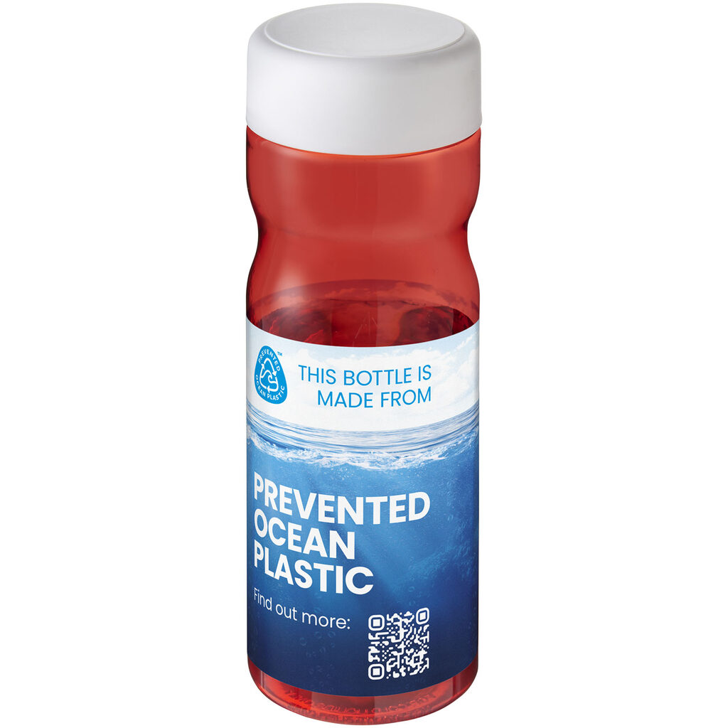Пляшка з кришкою для води, що загвинчується H2O Eco Base 650 ml червоний, білий - 21043507- Фото №2