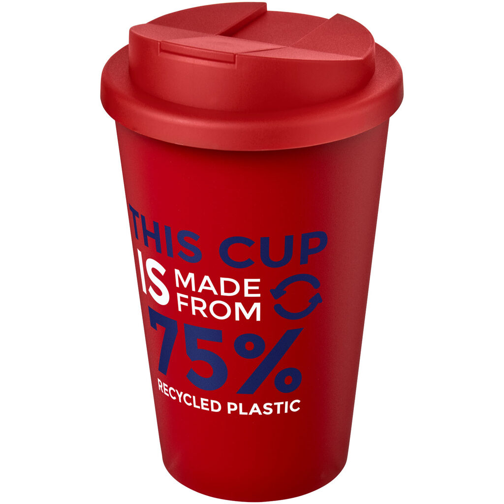 Кухоль з герметичною кришкою Americano® Eco з переробленого матеріалу об'ємом 350 мл червоний - 21042504- Фото №2