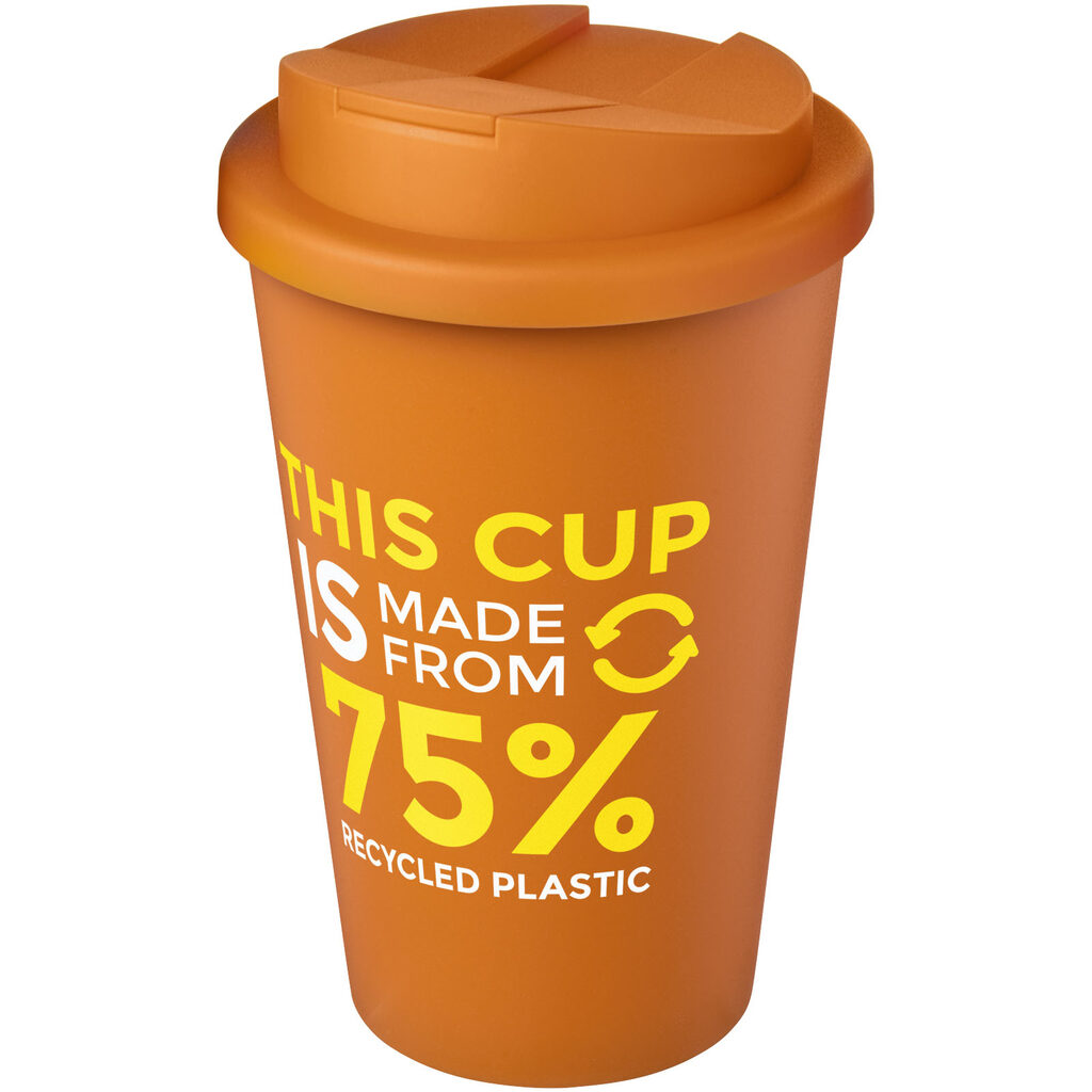 Кружка с герметичной крышкой Americano® Eco из переработанного материала объемом 350 мл оранжевый - 21042507- Фото №2