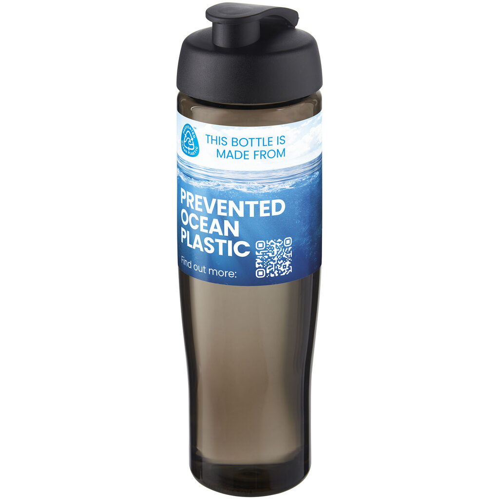 Спортивная бутылка H2O Active® Eco Tempo объемом 700 мл с откидывающейся крышкой сплошной черный, темно-серый - 21044890- Фото №2