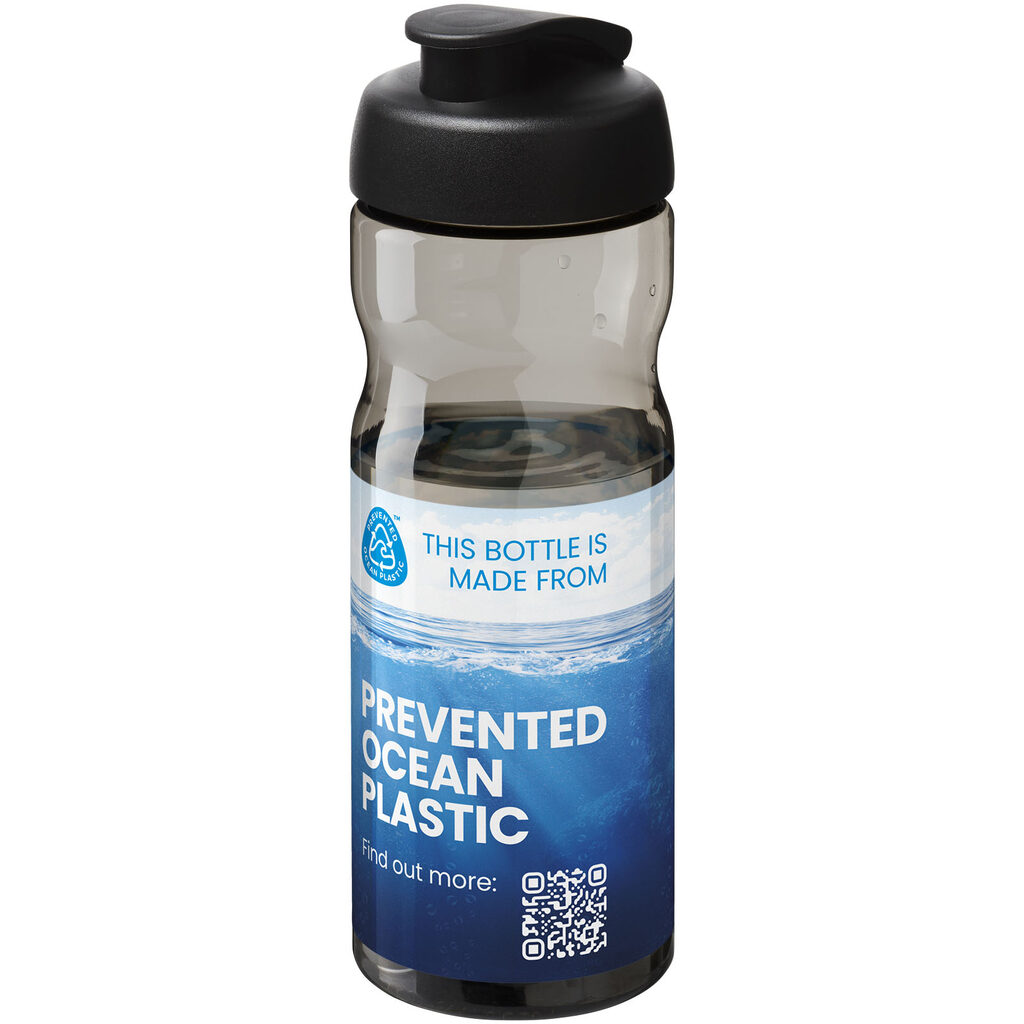 H2O Active® Eco Base Спортивная бутылка объемом 650 мл с откидывающейся крышкой сплошной черный, темно-серый - 22010090- Фото №2