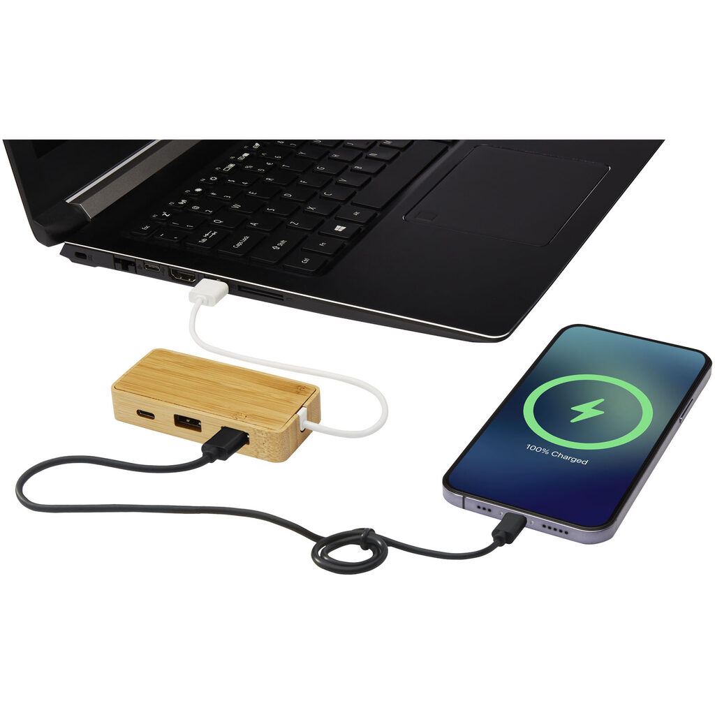 USB-концентратор Tapas из бамбука натуральный - 12430606- Фото №6
