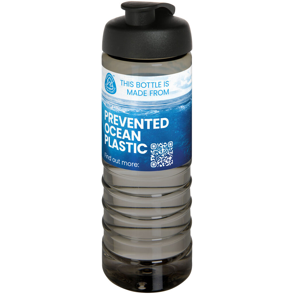 Спортивна пляшка H2O Active® Eco Treble об'ємом 750 мл із куполоподібною кришкою темно-сірий, суцільний чорний - 21047900- Фото №2