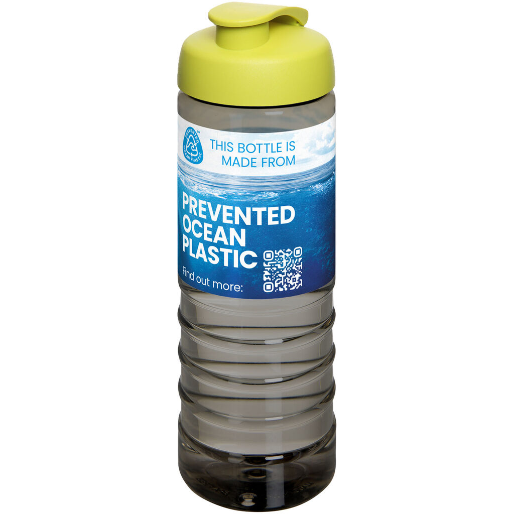 Спортивна пляшка H2O Active® Eco Treble об'ємом 750 мл із куполоподібною кришкою темно-сірий, лаймовий - 21047902- Фото №2