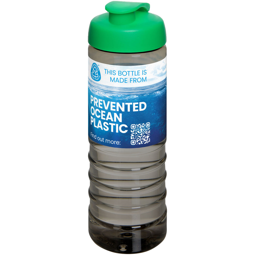 Спортивная бутылка H2O Active® Eco Treble объемом 750 мл с куполообразной крышкой темно-серый, зеленый - 21047903- Фото №2