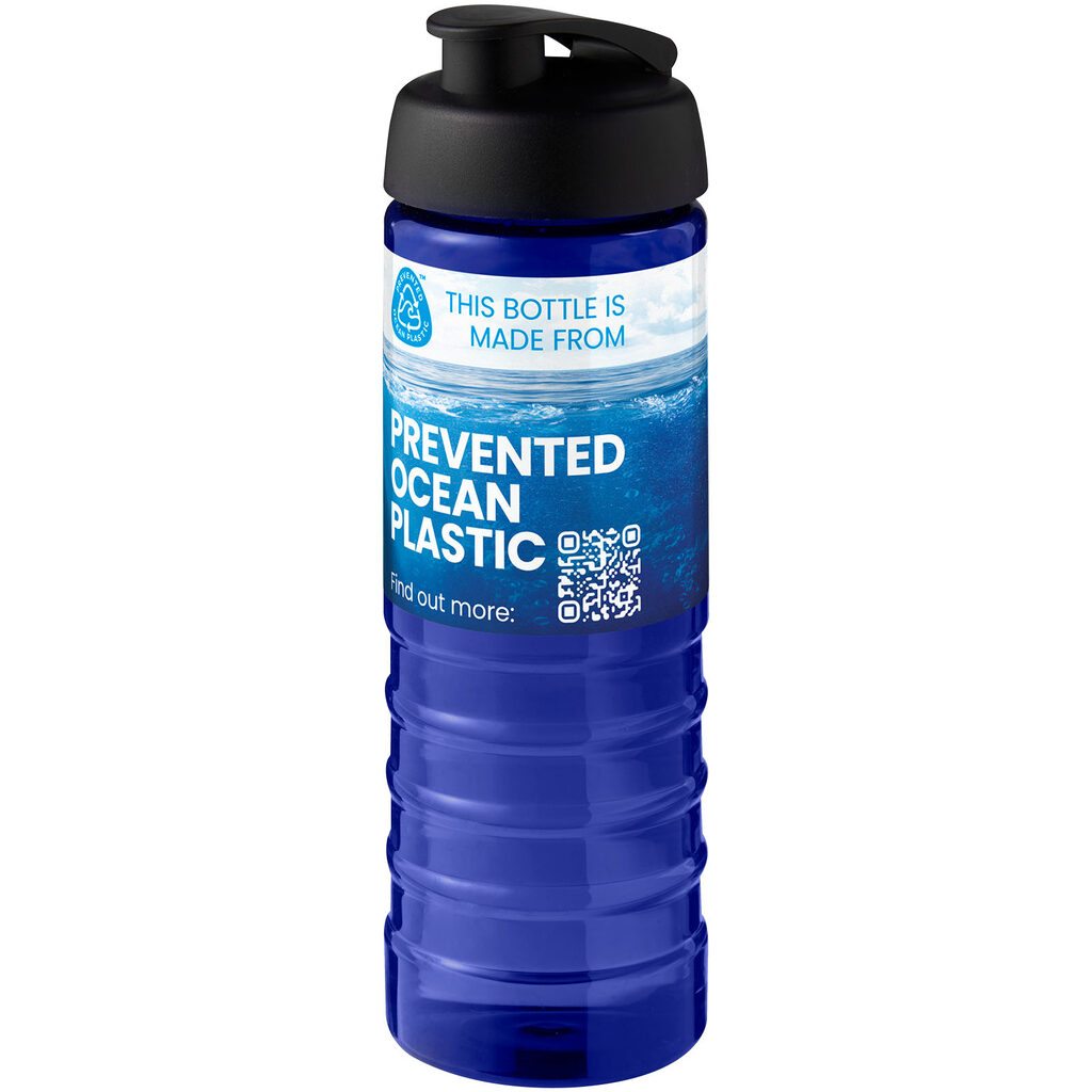 Спортивна пляшка H2O Active® Eco Treble об'ємом 750 мл із куполоподібною кришкою синій, суцільний чорний - 21047906- Фото №2