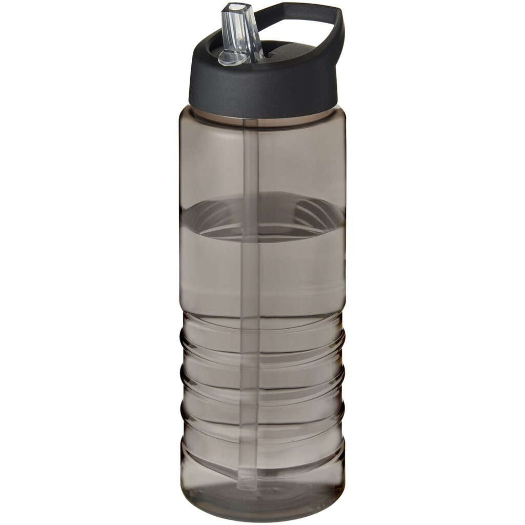 Спортивна пляшка H2O Active® Eco Treble об'ємом 750 мл із куполоподібною кришкою темно-сірий, суцільний чорний - 21048200- Фото №1