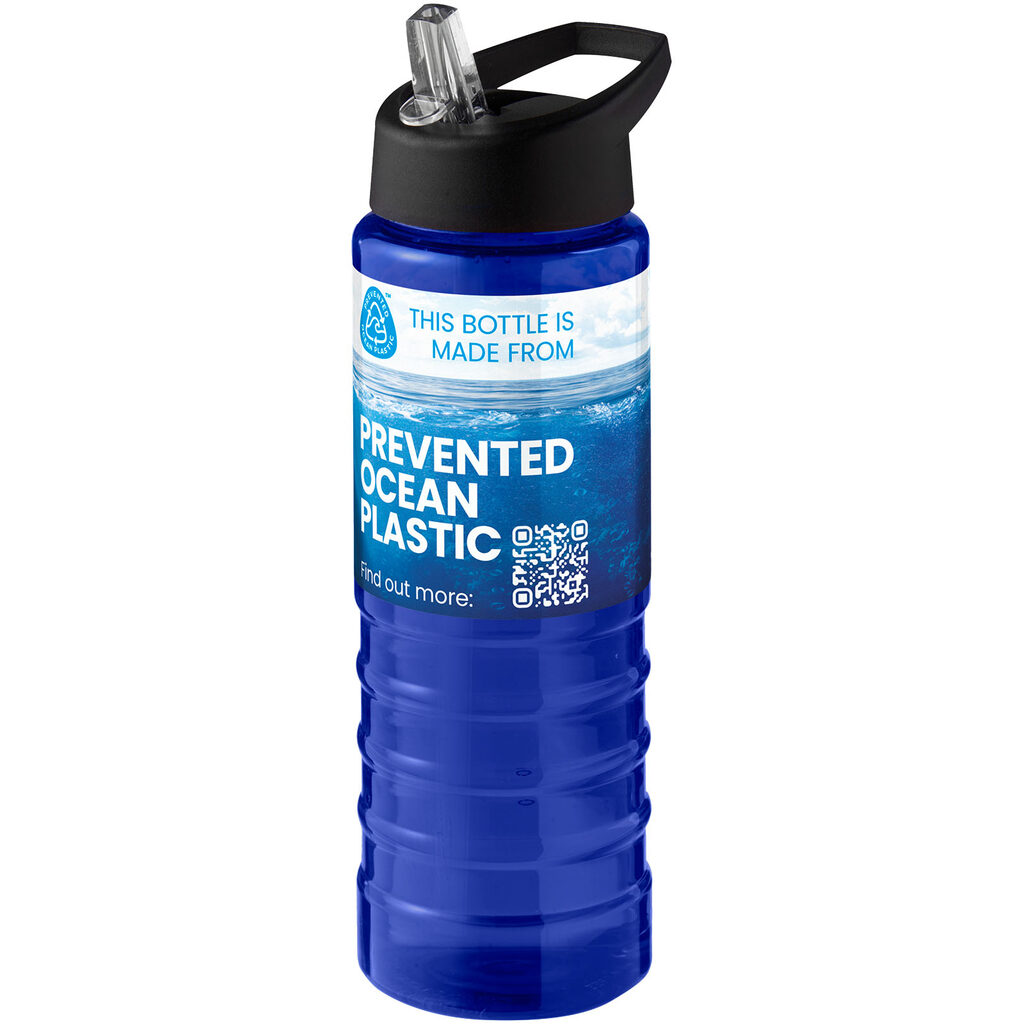 Спортивна пляшка H2O Active® Eco Treble об'ємом 750 мл із куполоподібною кришкою синій, суцільний чорний - 21048205- Фото №2