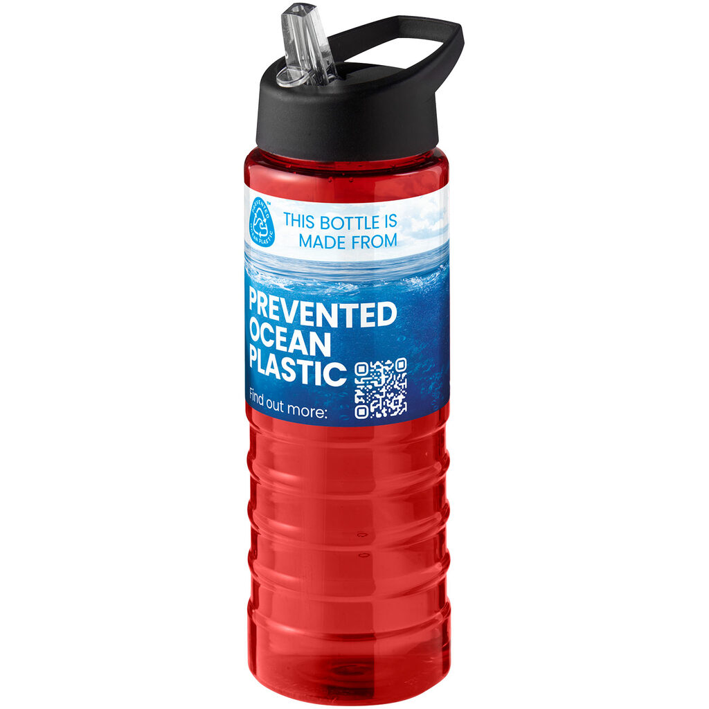 Спортивная бутылка H2O Active® Eco Treble объемом 750 мл с куполообразной крышкой красный, сплошной черный - 21048206- Фото №2