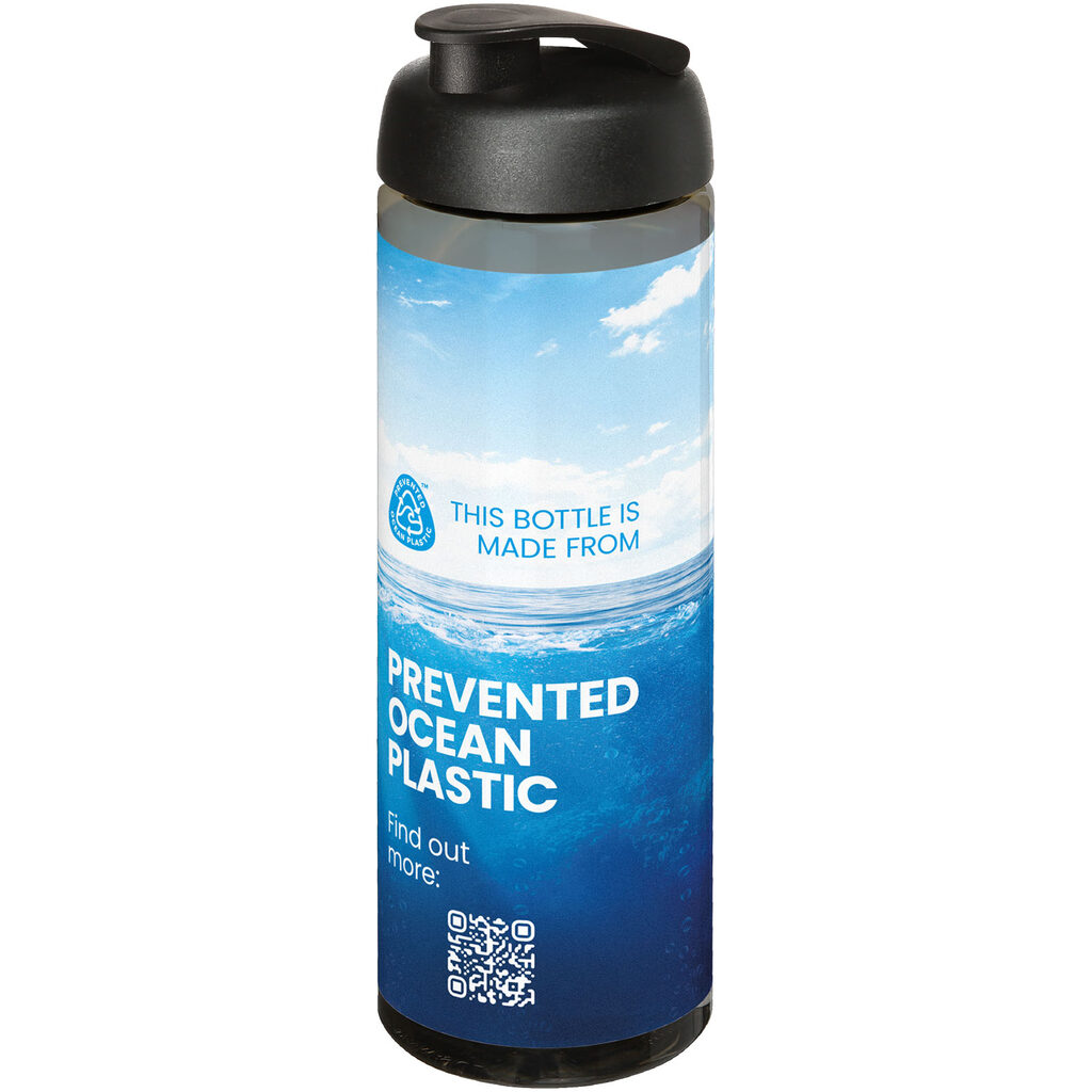 Спортивная бутылка H2O Active® Eco Vibe объемом 850 мл с откидывающейся крышкой темно-серый, сплошной черный - 21048300- Фото №2