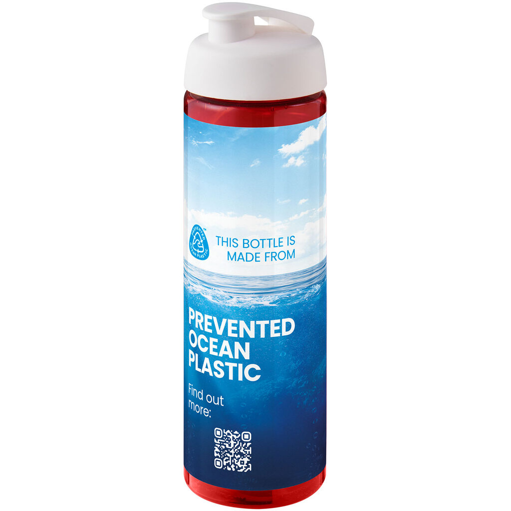 Спортивная бутылка H2O Active® Eco Vibe объемом 850 мл с откидывающейся крышкой красный, белый - 21048309- Фото №2