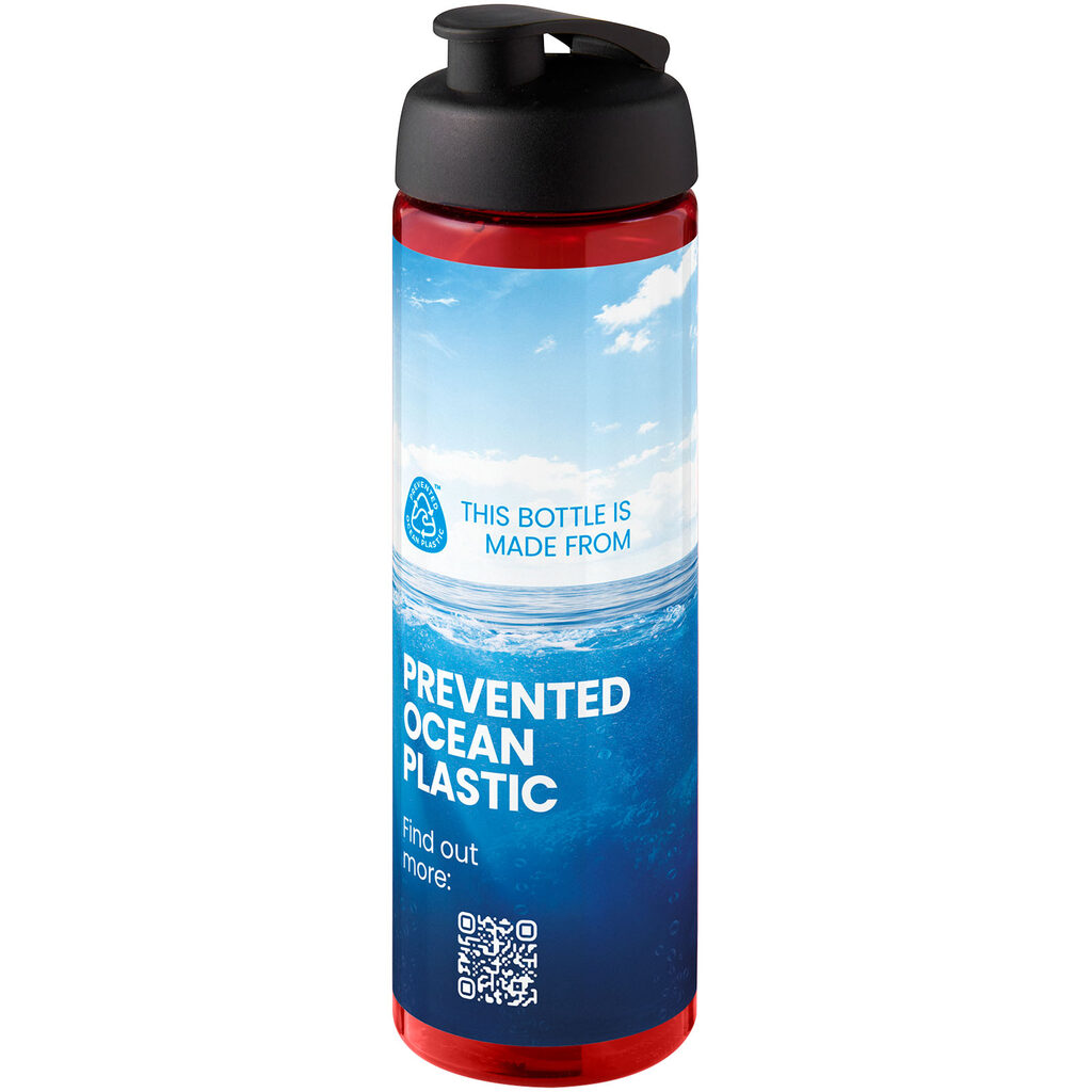 Спортивна пляшка H2O Active® Eco Vibe об'ємом 850 мл з кришкою, що відкидається червоний, суцільний чорний - 21048311- Фото №2