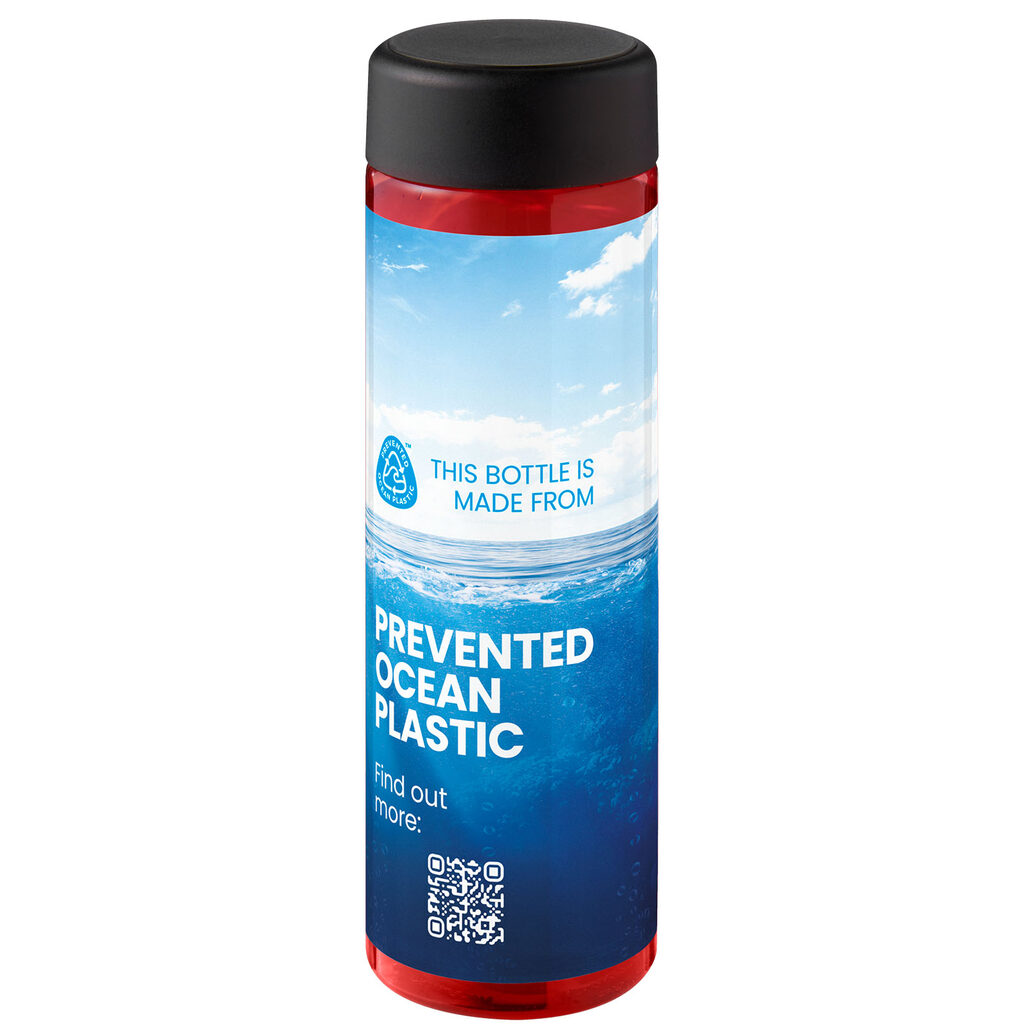 Пляшка для води H2O Active® Eco Vibe об'ємом 850 мл червоний, суцільний чорний - 21048505- Фото №2
