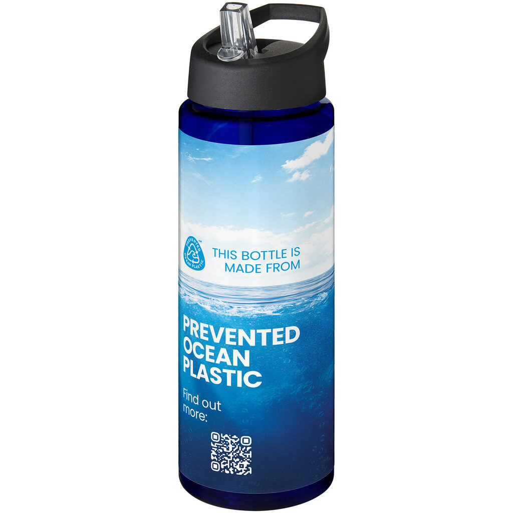 Спортивна пляшка H2O Active® Eco Vibe об'ємом 850 мл з кришкою-носиком синій, суцільний чорний - 21048606- Фото №2