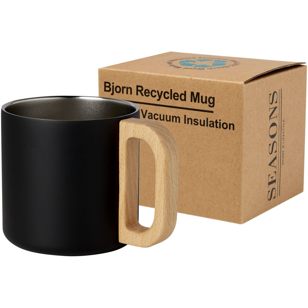 Кружка Bjorn объемом 360 мл из переработанной нержавеющей стали, сертифицированной по стандарту RCS, с медной вакуумной изоляцией сплошной черный - 10074090- Фото №1