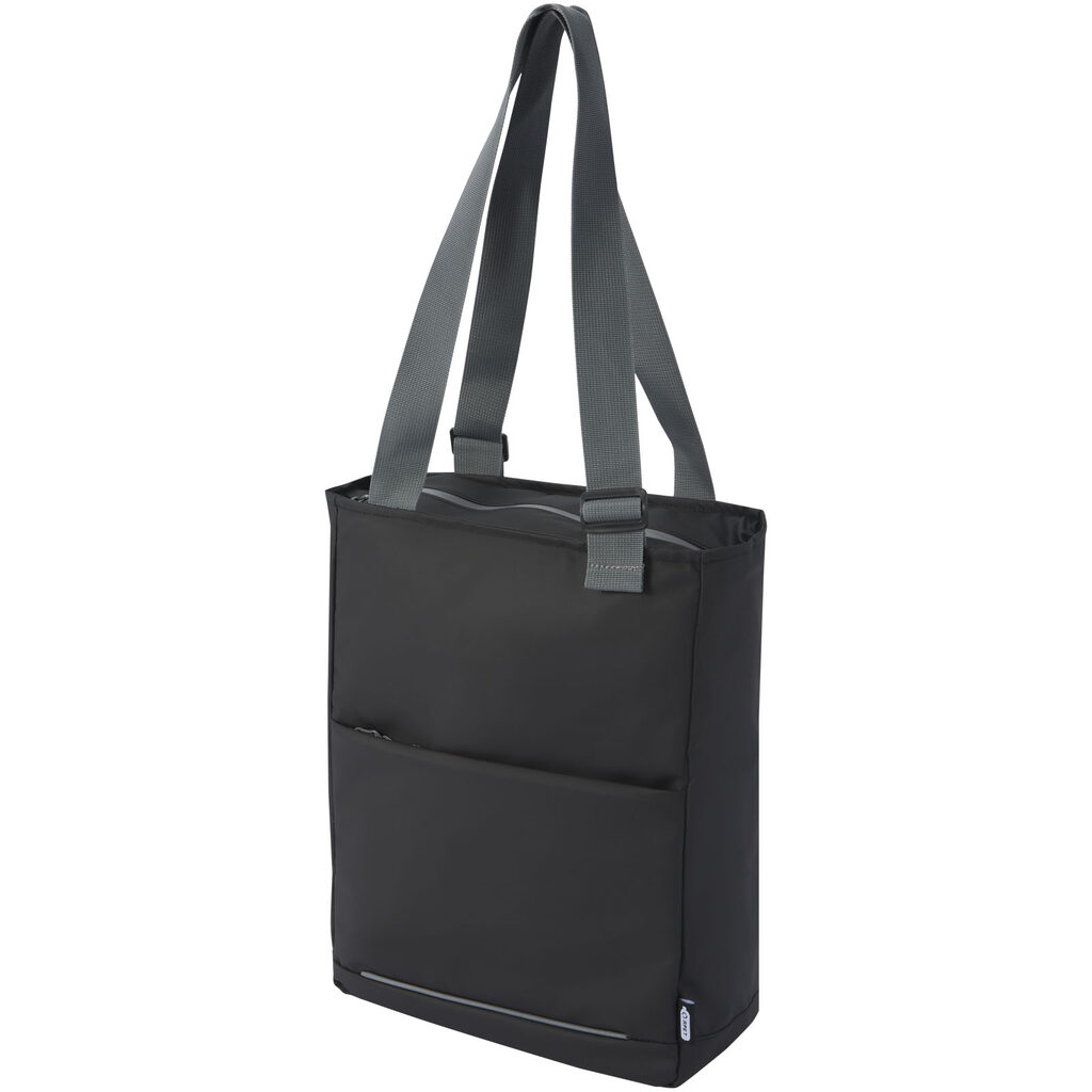 Водонепроницаемая эко-сумка Aqua для ноутбука с диагональю экрана 14 дюймов, изготовленная из переработанных материалов согла сплошной черный - 13003890- Фото №1