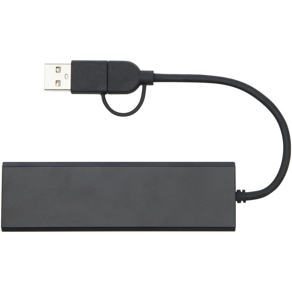 Концентратор USB 2.0 Rise RCS з переробленого алюмінію чорний - 12434490- Фото №4 Концентратор USB 2.0 Rise RCS з переробленого алюмінію чорний - 12434490- Фото №4