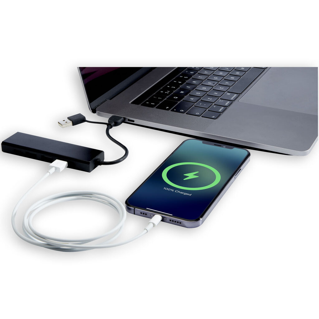 Концентратор USB 2.0 Rise RCS з переробленого алюмінію чорний - 12434490- Фото №6 Концентратор USB 2.0 Rise RCS з переробленого алюмінію чорний - 12434490- Фото №6
